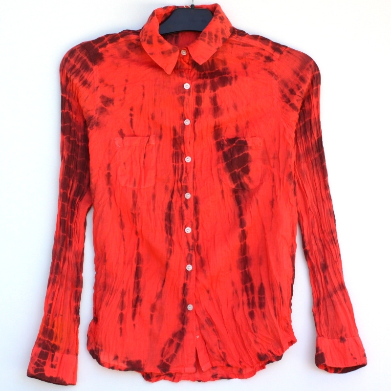 Chemise Tie And Dye Shibori Rouge