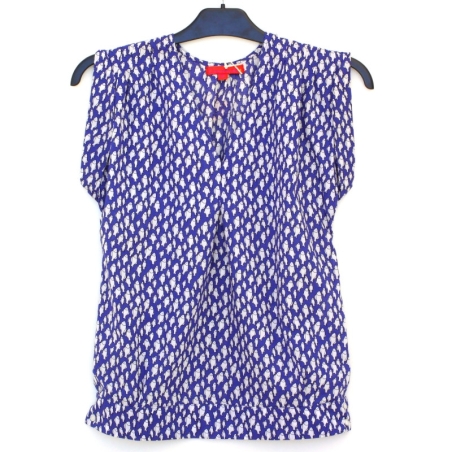 Top Femme Sans Manches Imprimé Sardine Bleu Electrique