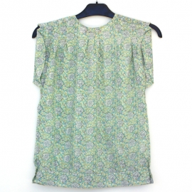 Top Femme Sans Manches Imprimé Vert de Gris Fleurs