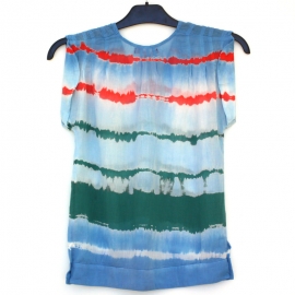 Top Femme Sans Manches Tie and Dye Shibori Rayures