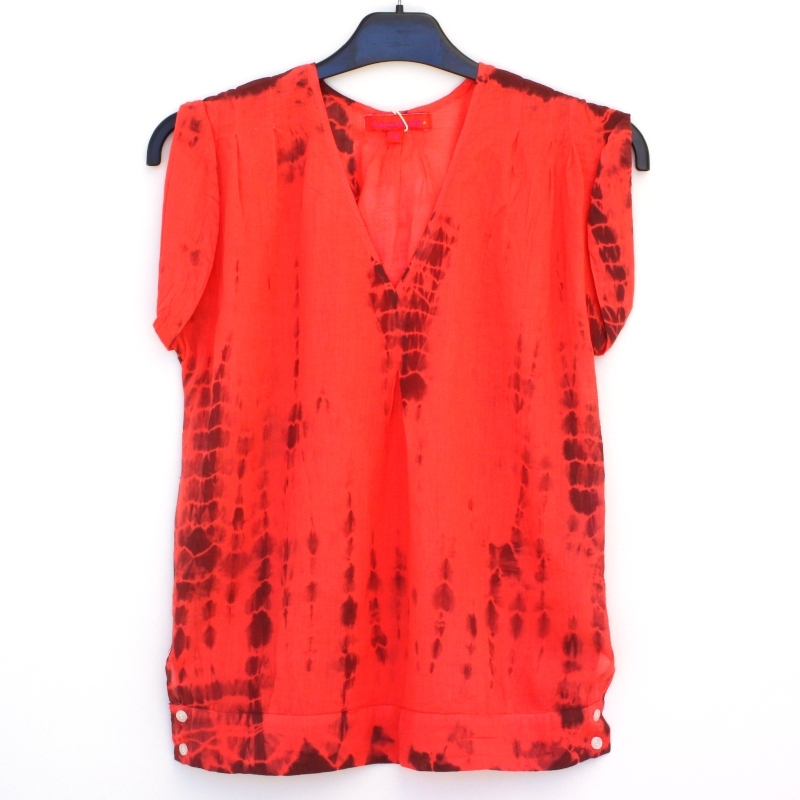 Top Femme Sans Manches Tie and Dye Shibori Rouge Bordeaux