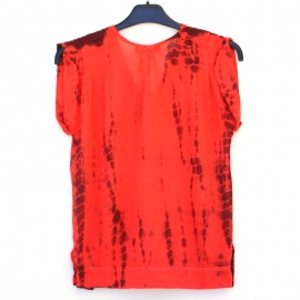 Top Femme Sans Manches Tie and Dye Shibori Rouge Bordeaux