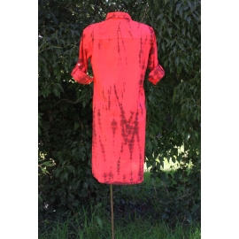 Robe Chemise Coton Tie and dye Rouge