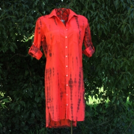 Robe Chemise Coton Tie and dye Rouge