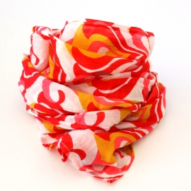 Foulards Coton Imprimé rouge rose ocre