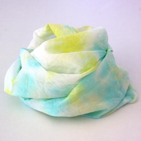 Foulard coton Tie And Dye Jaune Vert Turquoise