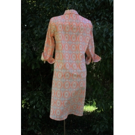 Robe Chemise Imprimé Alvéoles Orange