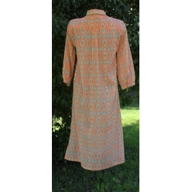 Robe Chemise Imprimé Alvéoles Orange