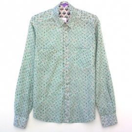 Chemise Homme Coupe Ajustée Imprimé Floral Aqua