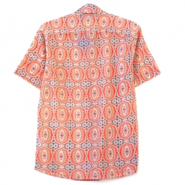 Chemise Homme Manches Courtes Imprimé Alvéoles Orange