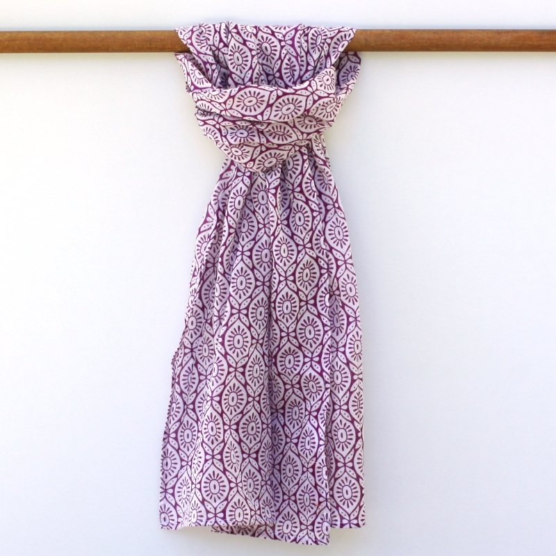 Foulard Imprimé Alvéoles Aubergine