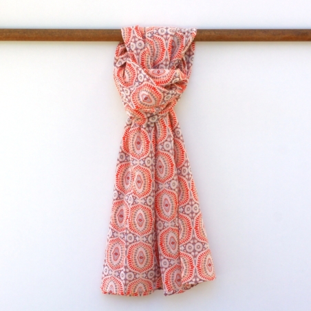 Foulard Imprimé Alvéoles Orange