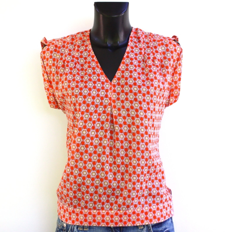 Top Femme Imprimé Orange Et Rose