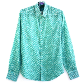 Chemise Homme Imprimé Vert Turquoise