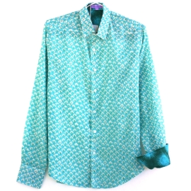 Chemise Homme Imprimé Vert Turquoise