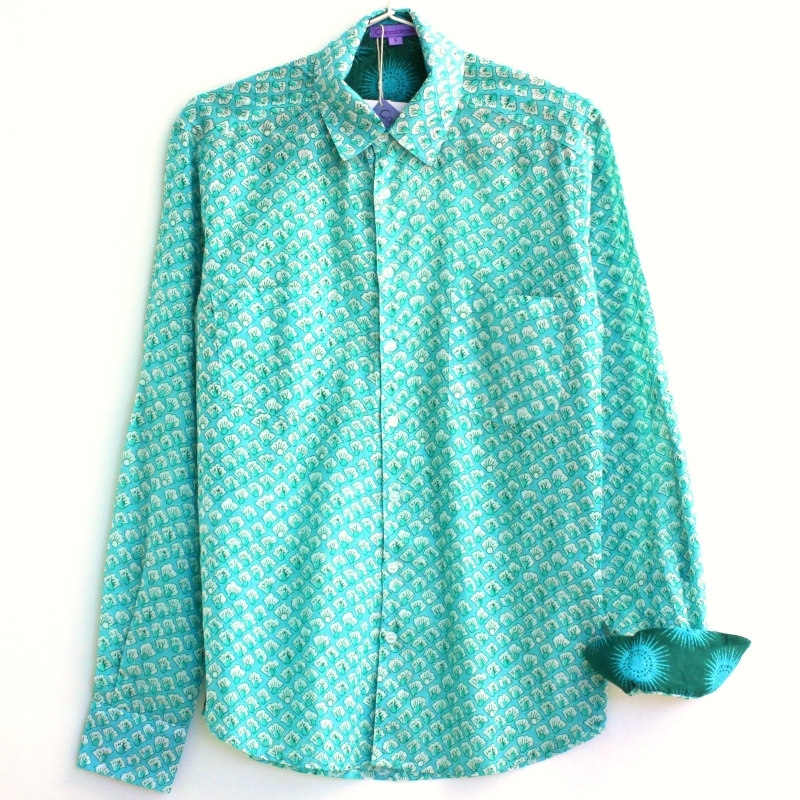 Chemise Homme Imprimé Vert Turquoise