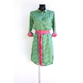 Robe Chemise Imprimé Vert Prairie