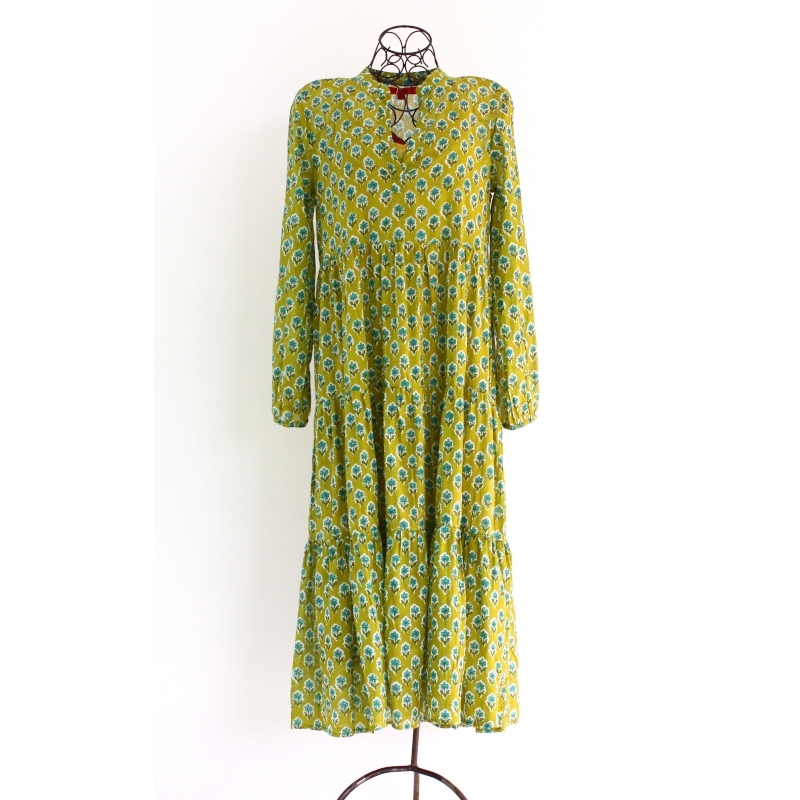 Robe Longue Imprimé Vert Forêt