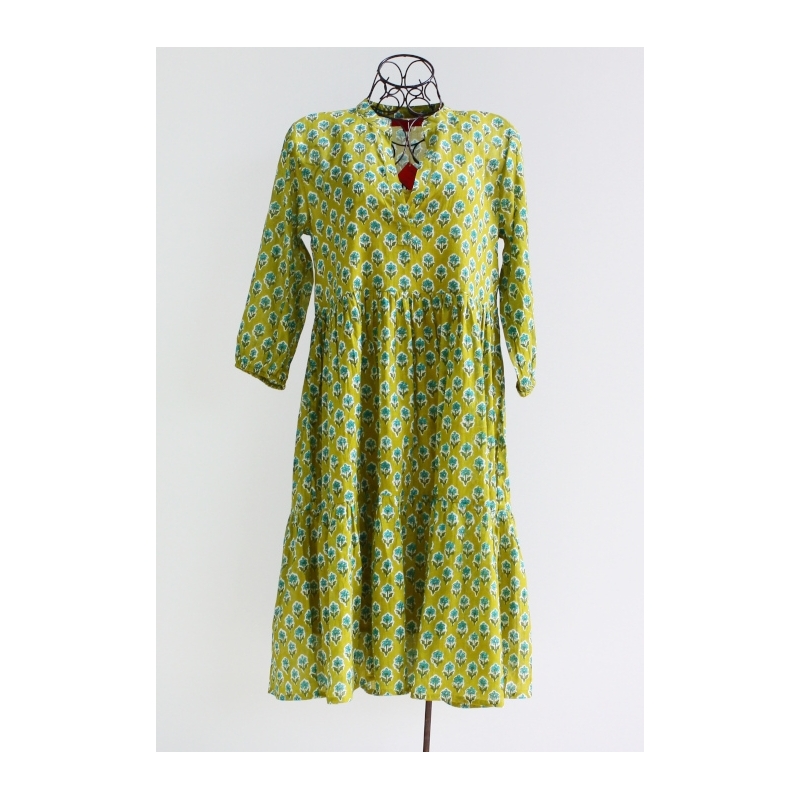 Robe Midi Imprimé Vert Forêt