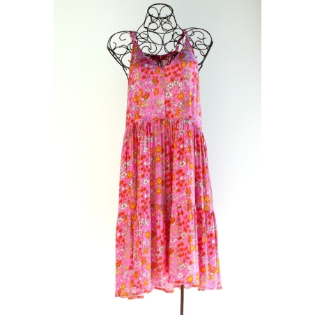 Robe Midi Imprimé Floral Rose