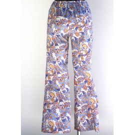 Pantalon Femme Imprimé Paisley Bleu Et Orange