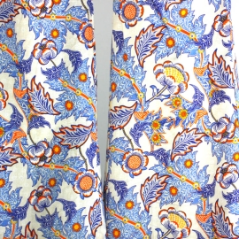 Pantalon Femme Imprimé Paisley Bleu Et Orange