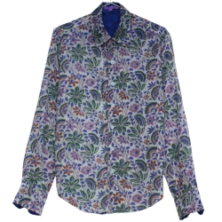 Chemise Homme Fleurs Blu Denim