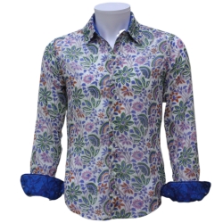 copy of Chemise Homme Imprimé Kaki Et Bleu Aqua