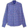 Chemise Homme Bleu Outremer Et Fleurs Roses