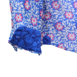 Chemise Homme Bleu Outremer Et Fleurs Roses