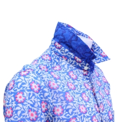 Chemise Homme Bleu Outremer Et Fleurs Roses