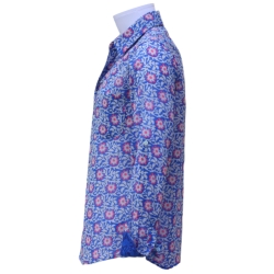 Chemise Homme Bleu Outremer Et Fleurs Roses