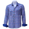 Chemise Homme Bleu Outremer Et Fleurs Roses