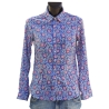Chemise Femme Bleu Outremer Et Fleurs Roses