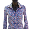 Chemise Femme Bleu Outremer Et Fleurs Roses