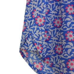 Chemise Femme Oversize Bleu Outremer Et Fleurs Roses