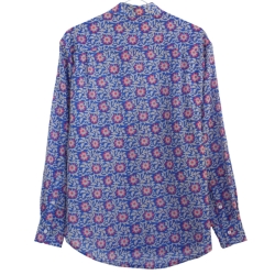 Chemise Femme Oversize Bleu Outremer Et Fleurs Roses
