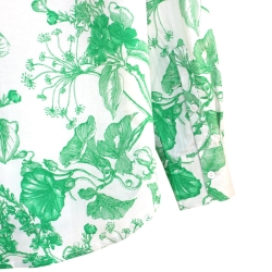 Chemise Femme Oversize Dessin Botanique Vert