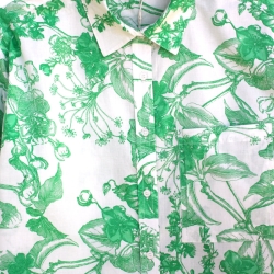 Chemise Femme Oversize Dessin Botanique Vert