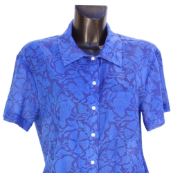 Chemise Femme Manches Courtes Fleurs Majorelle