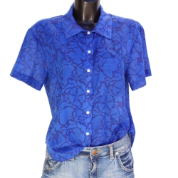 Chemise Femme Manches Courtes Fleurs Majorelle