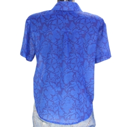 Chemise Femme Manches Courtes Fleurs Majorelle