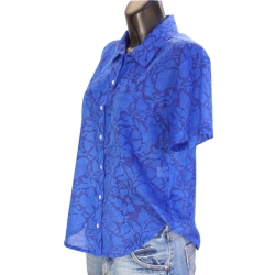 Chemise Femme Manches Courtes Fleurs Majorelle