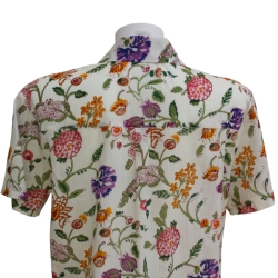 Chemise Femme Manches Courtes Fleurs Multicolores