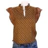 Top Femme Manches Volantées Ocre