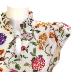 Top Femme Manches Volantées Fleurs Multicolores