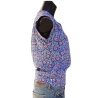 Top Femme Bleu Outremer Et Fleurs Roses