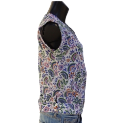 Top Femme Fleurs Blu Denim