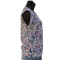 Top Femme Fleurs Blu Denim