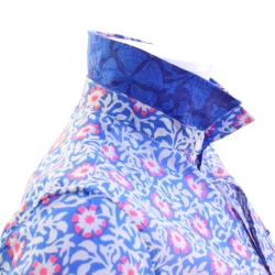 Chemise Homme Bleu Outremer Et Fleurs Roses